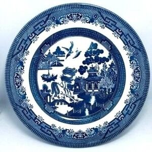 Vtg Churchill England‎ Blue Willow Dinner Plate Blue White Earthenware Stoneware